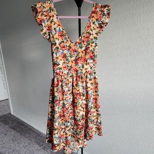 Floral print tie-back dress